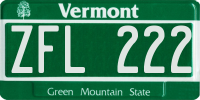 VT license plate ZFL222