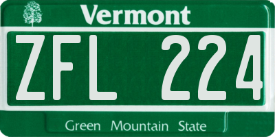 VT license plate ZFL224