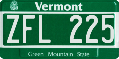 VT license plate ZFL225
