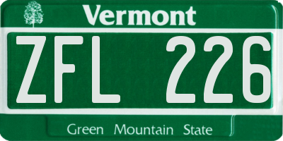 VT license plate ZFL226