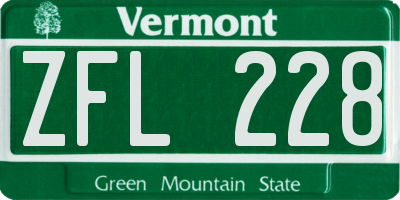 VT license plate ZFL228