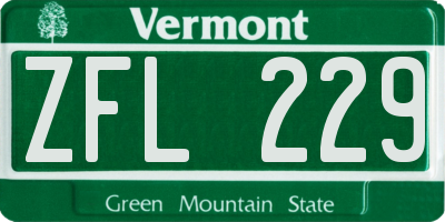 VT license plate ZFL229