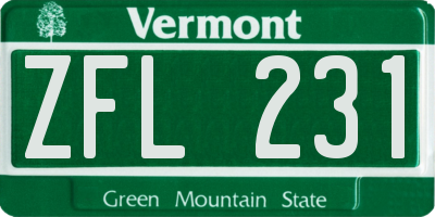 VT license plate ZFL231