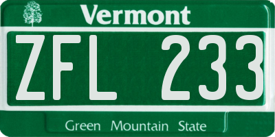 VT license plate ZFL233