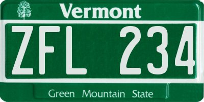 VT license plate ZFL234