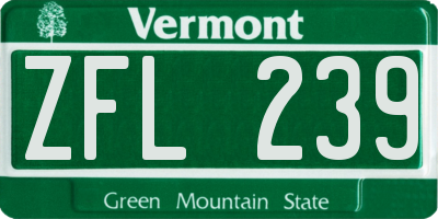 VT license plate ZFL239