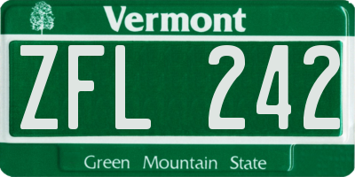 VT license plate ZFL242