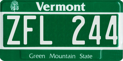 VT license plate ZFL244