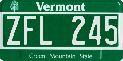 VT license plate ZFL245