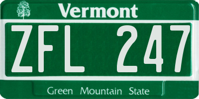 VT license plate ZFL247