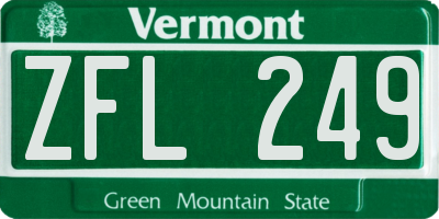 VT license plate ZFL249