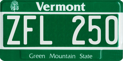 VT license plate ZFL250