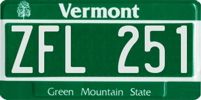 VT license plate ZFL251