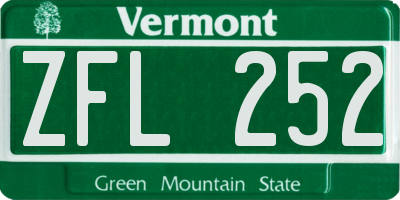 VT license plate ZFL252