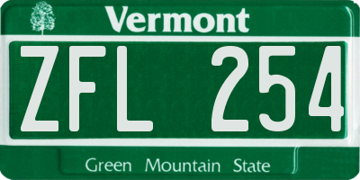 VT license plate ZFL254