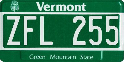 VT license plate ZFL255