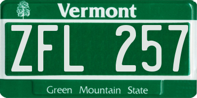 VT license plate ZFL257