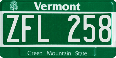 VT license plate ZFL258