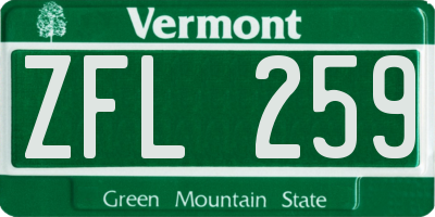 VT license plate ZFL259