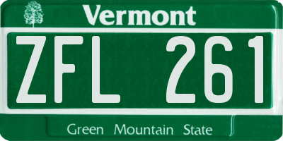 VT license plate ZFL261
