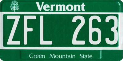 VT license plate ZFL263