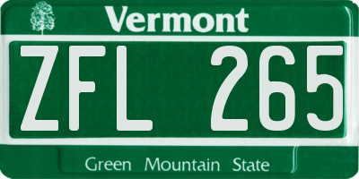 VT license plate ZFL265