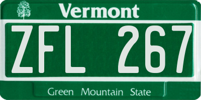 VT license plate ZFL267