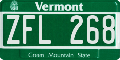 VT license plate ZFL268