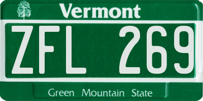 VT license plate ZFL269