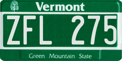 VT license plate ZFL275