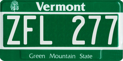 VT license plate ZFL277