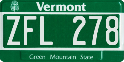 VT license plate ZFL278