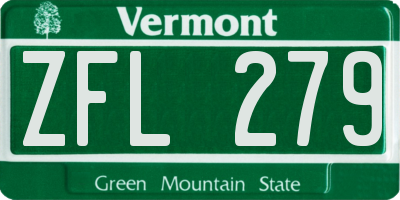 VT license plate ZFL279