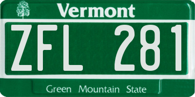 VT license plate ZFL281