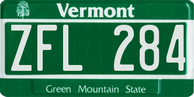 VT license plate ZFL284