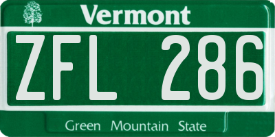 VT license plate ZFL286