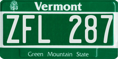 VT license plate ZFL287