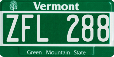 VT license plate ZFL288