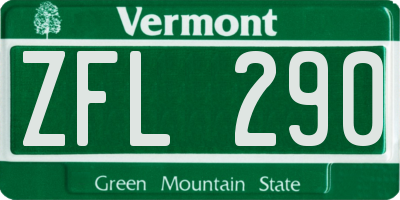 VT license plate ZFL290
