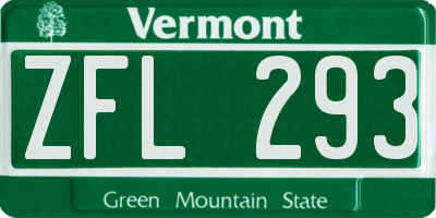 VT license plate ZFL293