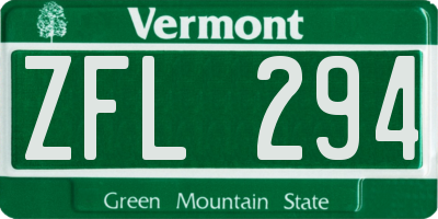 VT license plate ZFL294