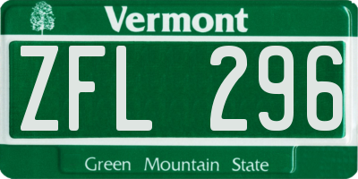 VT license plate ZFL296