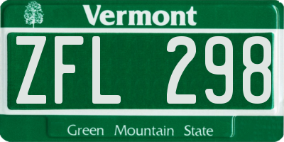 VT license plate ZFL298