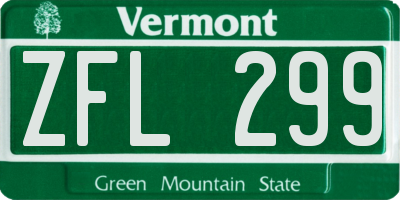VT license plate ZFL299