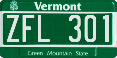 VT license plate ZFL301