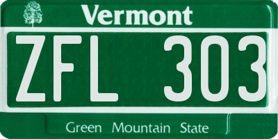 VT license plate ZFL303