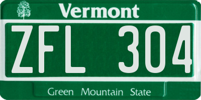 VT license plate ZFL304