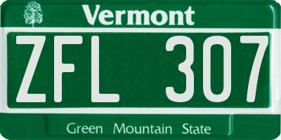 VT license plate ZFL307