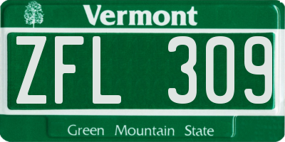 VT license plate ZFL309