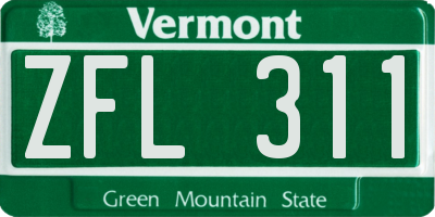 VT license plate ZFL311